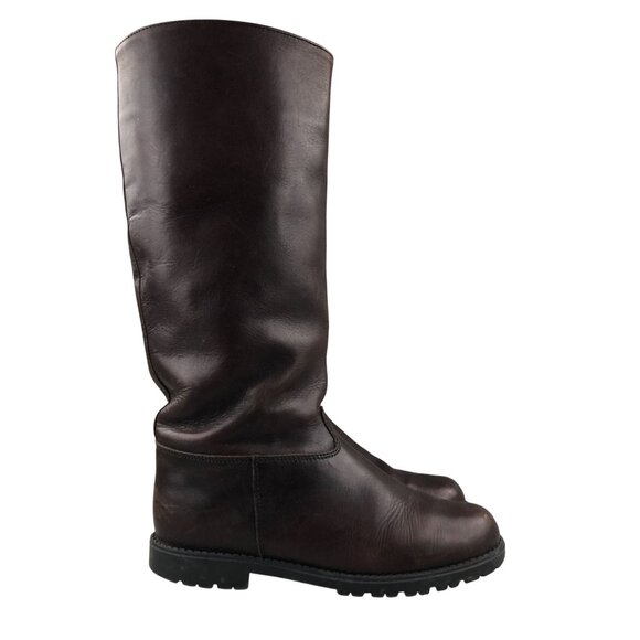 Eddie Bauer VTG Women's Size 8.5B Dark Brown Leather Knee High Tall Riding Boots - Picture 1 of 16